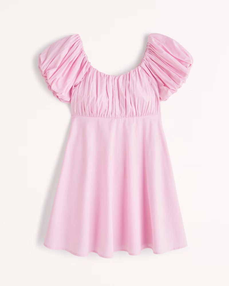 Women's Poplin Puff Sleeve Mini Dress | Women's New Arrivals | Abercrombie.com | Abercrombie & Fitch (US)