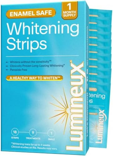 Lumineux Teeth Whitening Strips, Peroxide Free, 9 Treatments (1 Month) | Amazon (US)