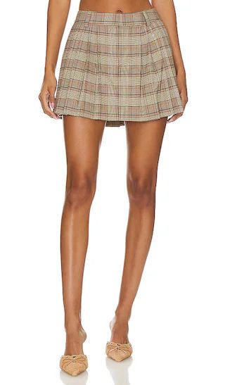 L'Academie Tara Mini Skirt in Beige. - size S (also in L, M, XL, XS, XXS) | Revolve Clothing (Global)