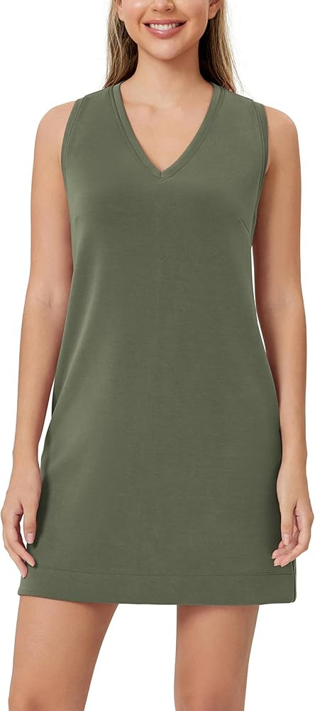 ODODOS Modal Soft V-Neck Tank Dress for Women Sleeveless Sundress Casual Relaxed Summer Dress wit... | Amazon (US)