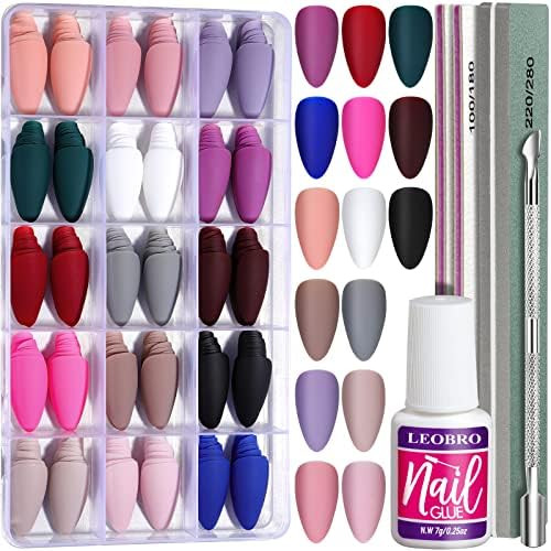 Press on Nails Medium, 15 Pack 360PCS Fake Nails Medium Short, Matte Acrylic Nails Full Cover, Al... | Amazon (US)