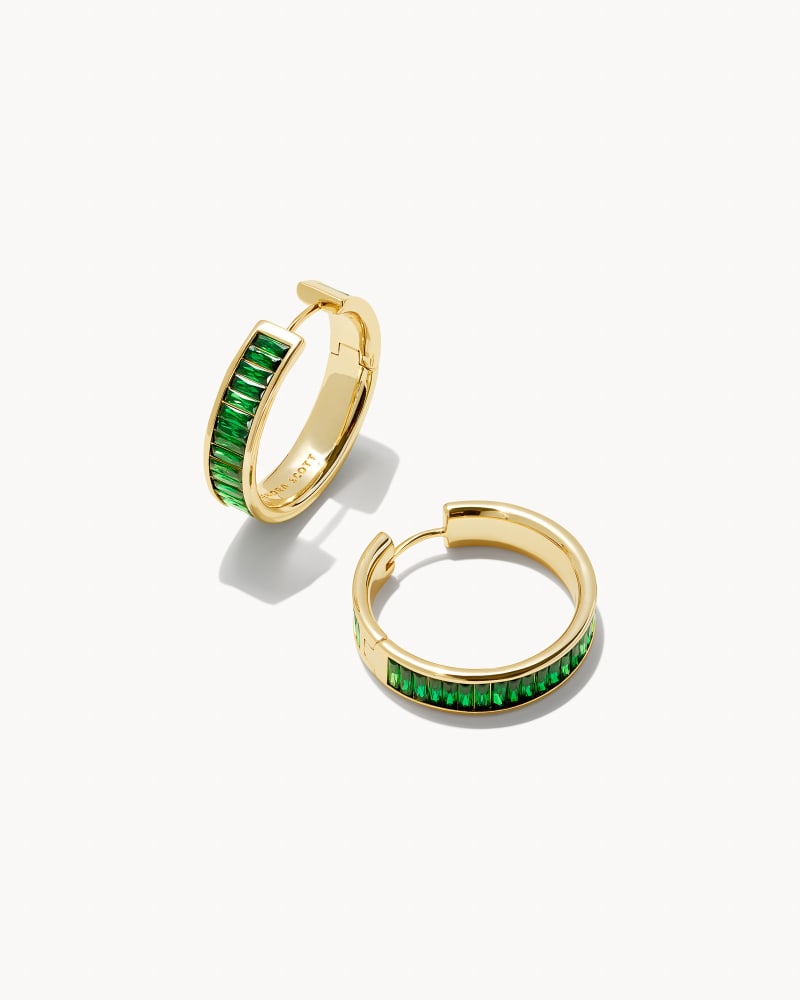 Jack Gold Hoop Earrings in Green Crystal | Kendra Scott