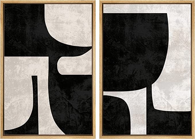 SIGNWIN Framed Canvas Print Wall Art Set Mid-Century Black Polygon Variety Abstract Shapes Illust... | Amazon (US)