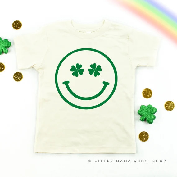 Shamrock Eyes Smiley Face | Kids St Patrick's Day Shirts | St. Patty's Day Shirt | St Paddy's Kid... | Etsy (US)