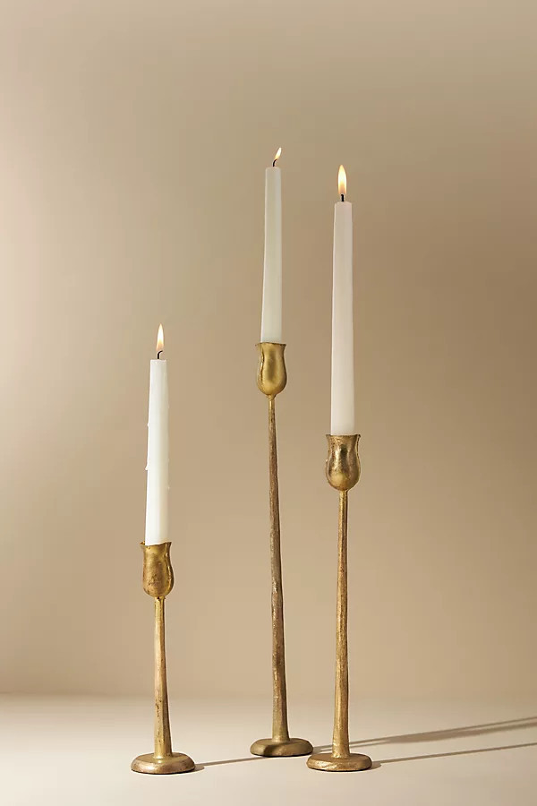 Aurora Gold Metal Taper Candle Holder | Anthropologie (US)