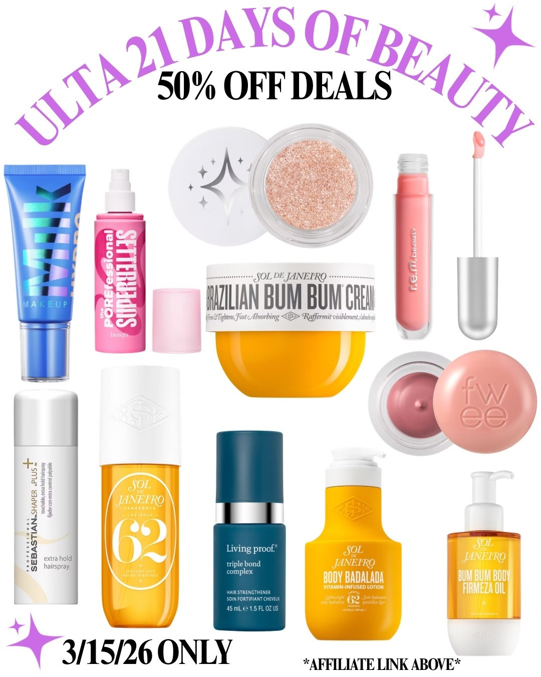 Ulta beauty deals 50% off 

#LTKSaleAlert #LTKBeauty