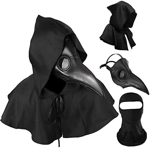 Plague Doctor Mask and Cloak Long Nose Beak Halloween Costume Props Leather Masks for Adult | Amazon (US)