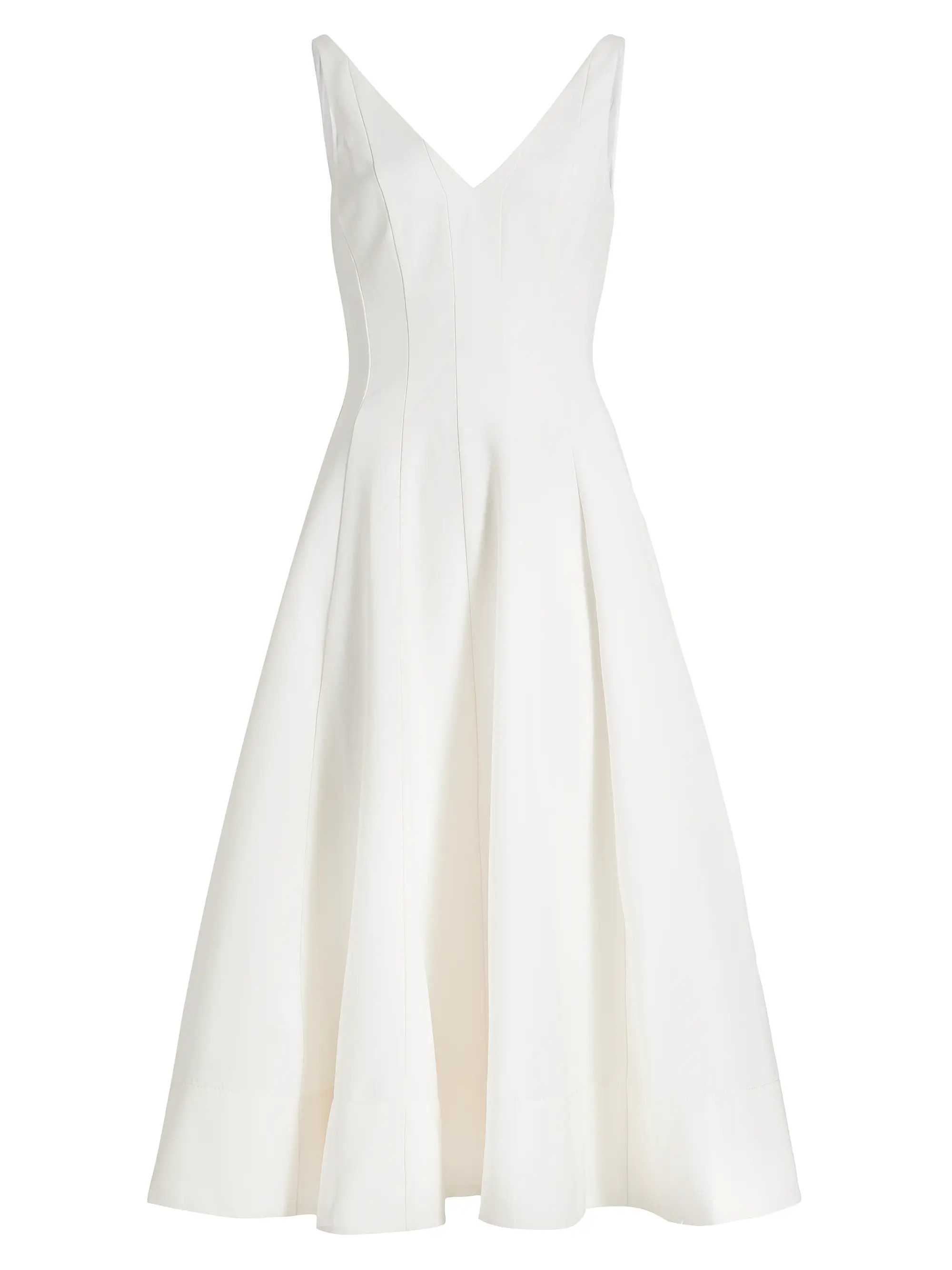 Staud Marieta Faille V-Neck Midi-Dress | Saks Fifth Avenue | Saks Fifth Avenue