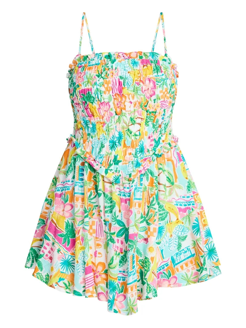 No Boundaries Smocked Romper, Women's XXS-XXL | Walmart (US)