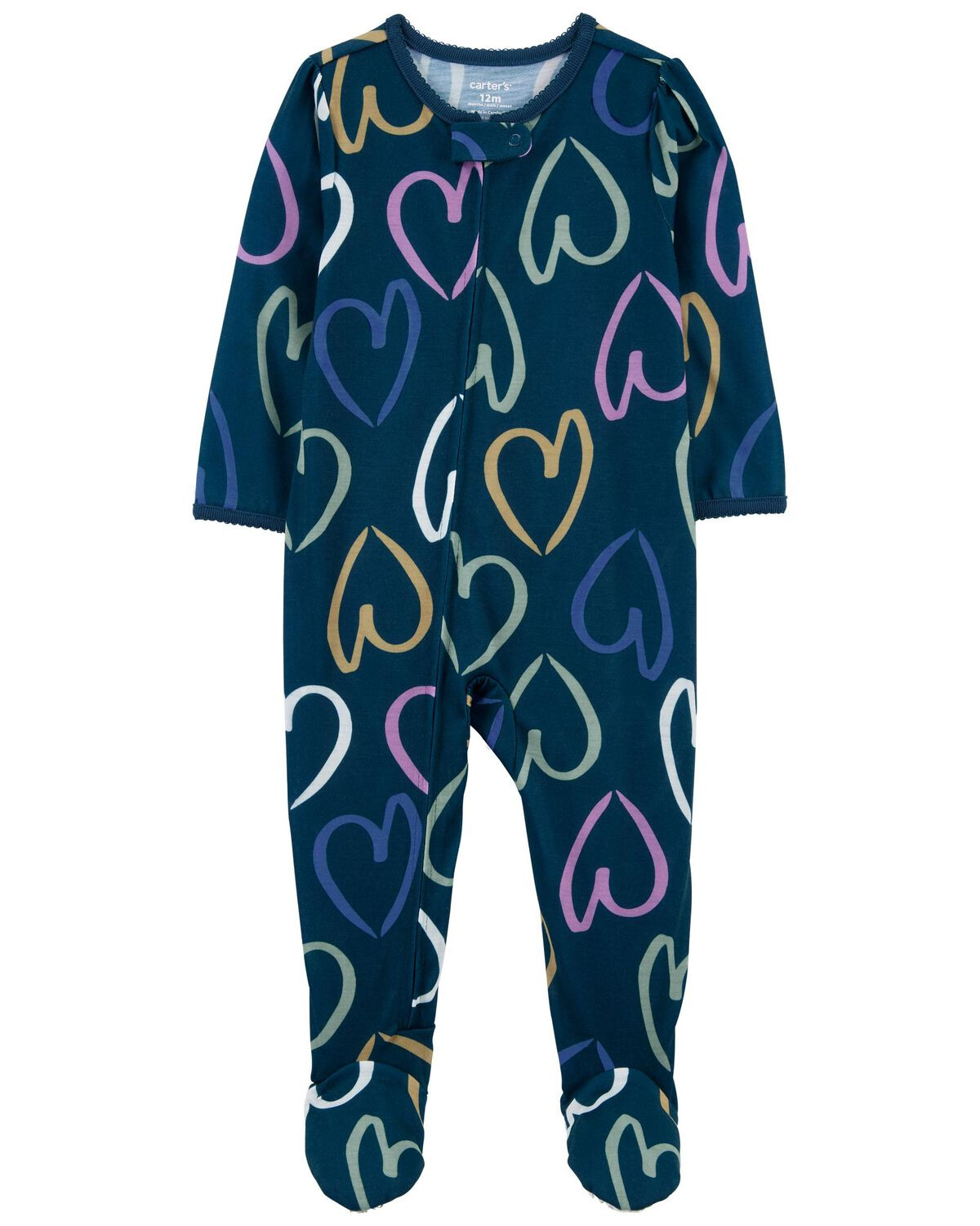 Navy Toddler 1-Piece Hearts Loose Fit Footie Pajamas | carters.com | Carter's