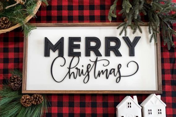 Merry Christmas, Christmas Sign, Holiday Sign, Christmas script, Farmhouse Christmas Sign, Holida... | Etsy (US)