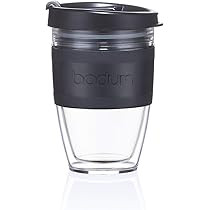 BODUM JOYCUP Travel Mug, double wall, 0.3 l, black band, Plastic | Amazon (US)