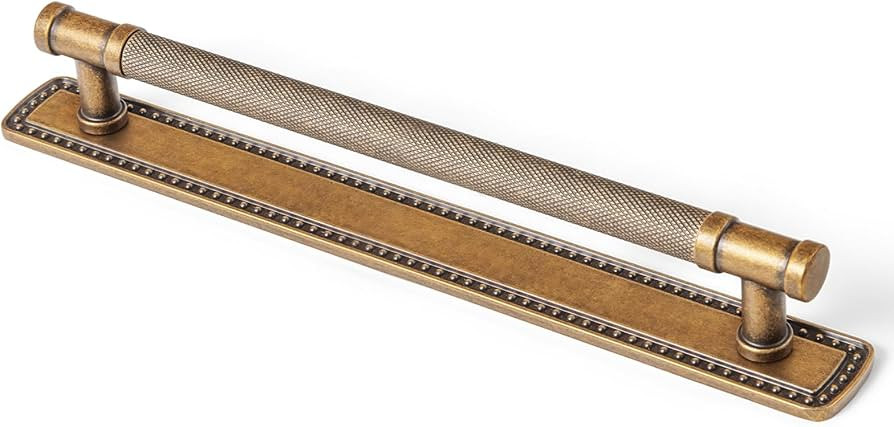 Goo-Ki 2 Pack Antique Brass Cabinet Drawer Pulls with Backplate Spacer - Retro Vintage Brass Bar ... | Amazon (US)