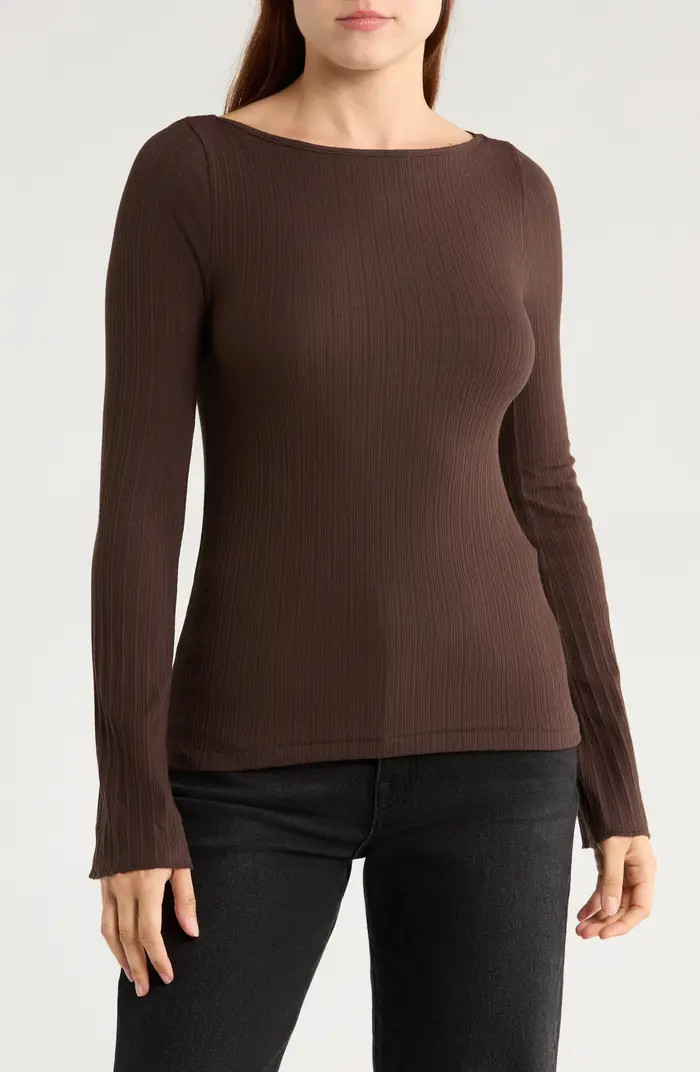 Madewell Boat Neck Long Sleeve Rib Top | Nordstromrack | Nordstrom Rack
