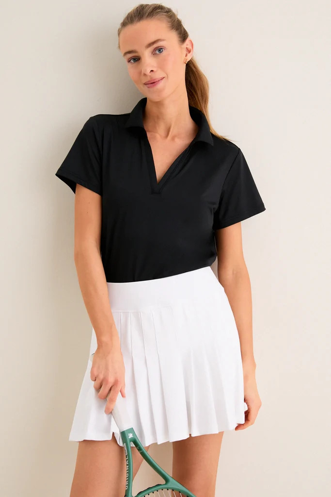 Black Short Sleeve Performance Jersey Caroline Polo | Tuckernuck (US)