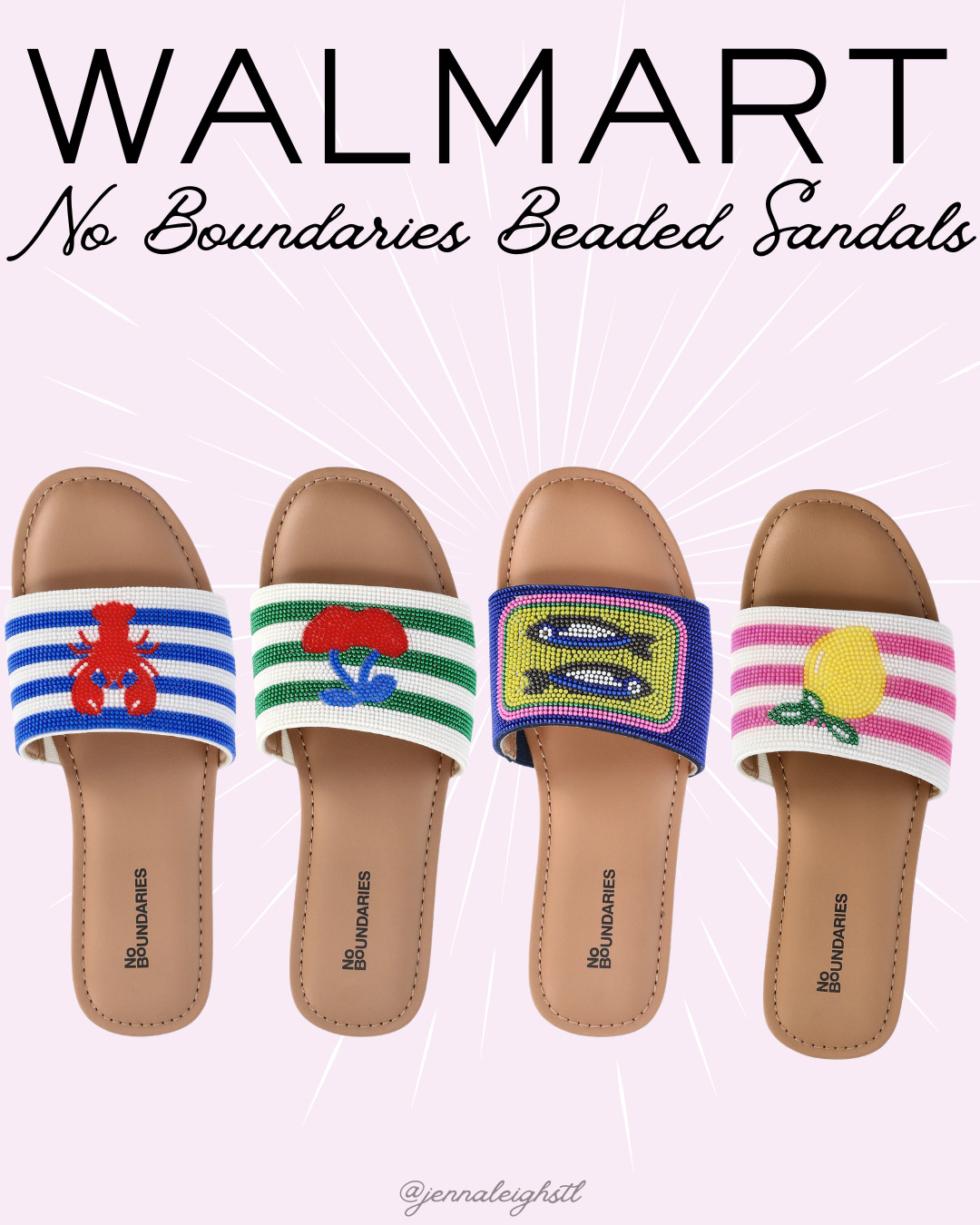 Walmart find. These No Boundaries beaded slide sandals are so fun and colorful, the perfect way to add a little pop to any summer outfit. 

 #LTKSeasonal #LTKMidsize