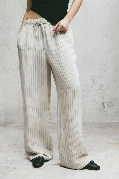 Linen-blend pull-on trousers | H&M (UK, MY, IN, SG, PH, TW, HK)