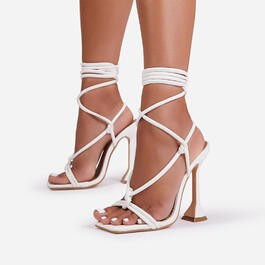 Fiat Lace Up Square Toe Sculptured Heel In White Faux Leather | EGO Shoes (US & Canada)