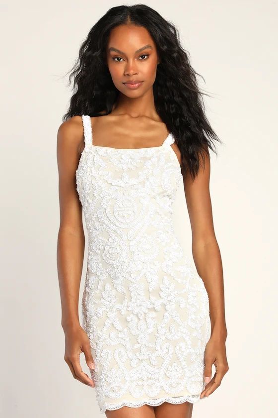 Return to Romance White Sequin Backless Bodycon Mini Dress | Lulus (US)