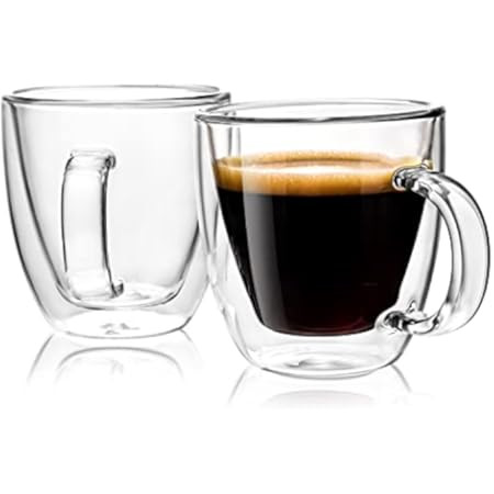 JoyJolt Savor Double Wall Insulated Glasses Espresso Mugs (Set of 2) - 5.4-Ounces | Amazon (US)