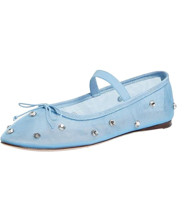 Crystal Mesh Ballet Flats Stretch Band Snip Toe Ballerinas Flats Mary Jane | Amazon (US)