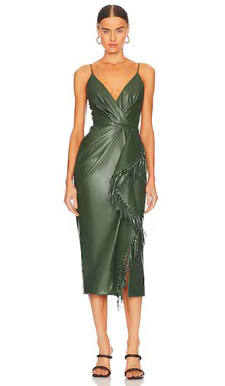 JONATHAN SIMKHAI Carlee Vegan Leather Midi Dress in Green. - size 6 (also in 0) | Revolve Clothing (Global)