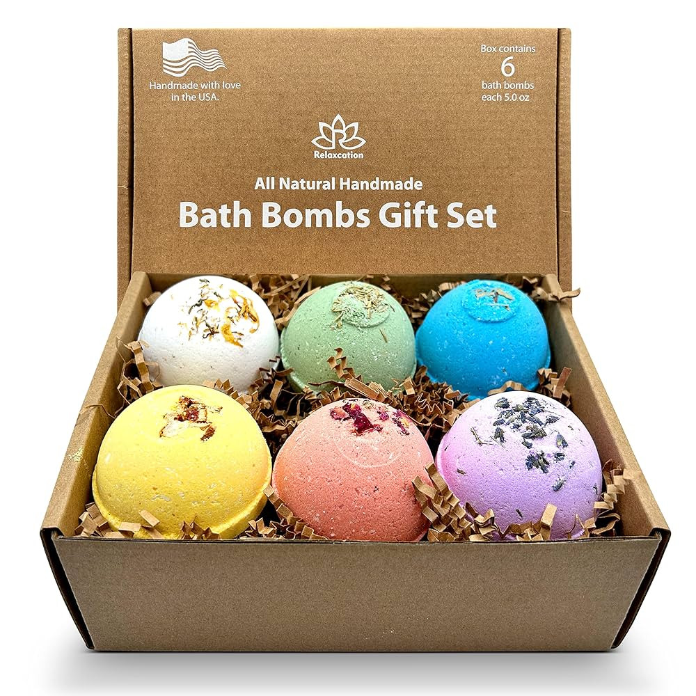 Handmade Organic Bath Bombs Gift Set For Women All Natural with Epsom Salt Relaxation Dead Sea Sa... | Amazon (US)
