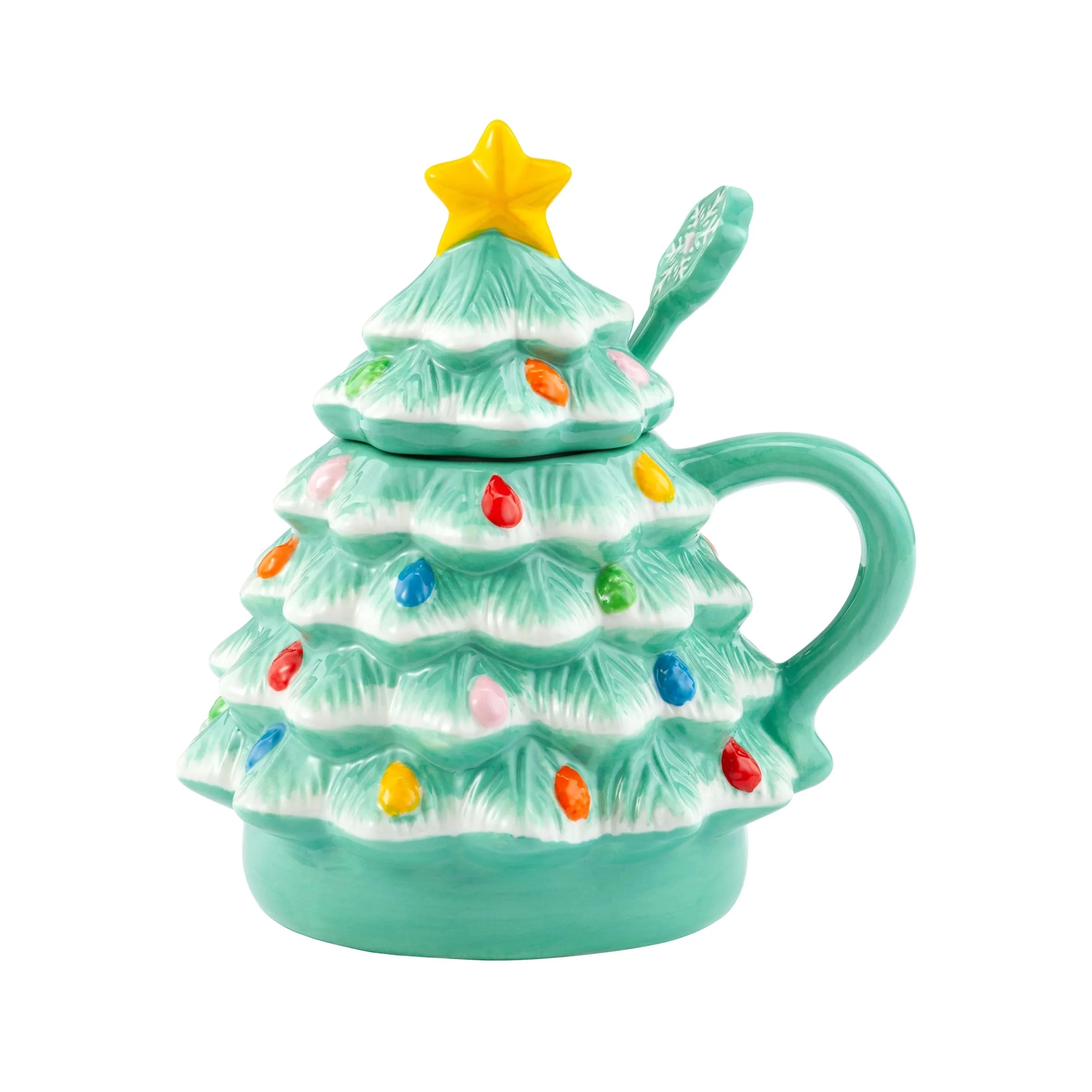 Mr. Christmas 16 oz Lidded Nostalgic Tree Mug with Spoon, Seafoam | Walmart (US)