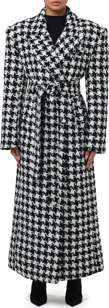Naked Wardrobe Long Houndstooth Trench Coat | Nordstrom | Nordstrom