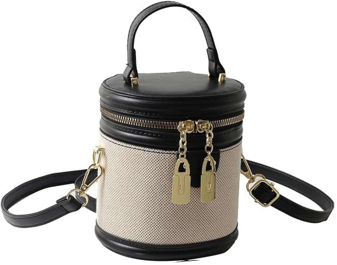 Retro Bucket Bag Color Contrast Cylinder Purse Senior Sense Style Single Shoulder Crossbody Handb... | Amazon (US)