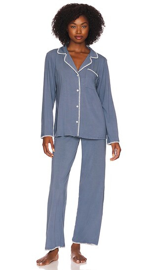 The Whip Stitch Long PJ Set in Coastal Blue | Revolve Clothing (Global)