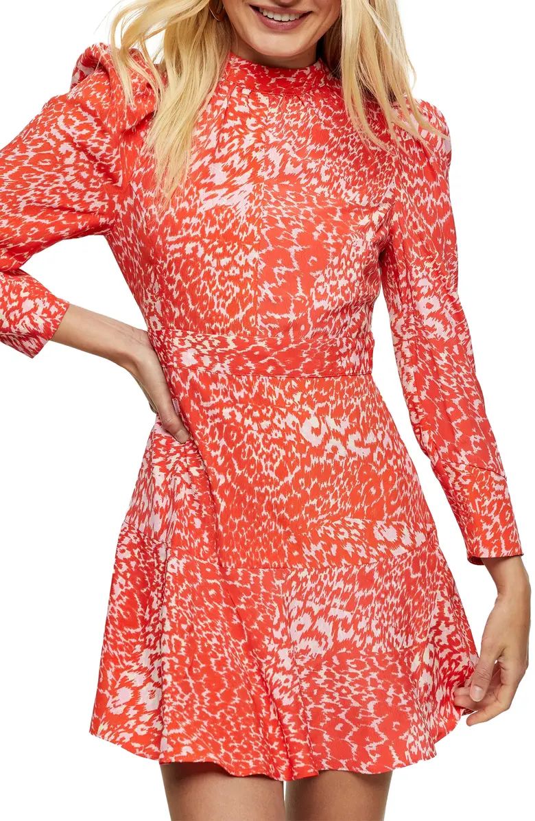 Long Sleeve Print Minidress | Nordstrom