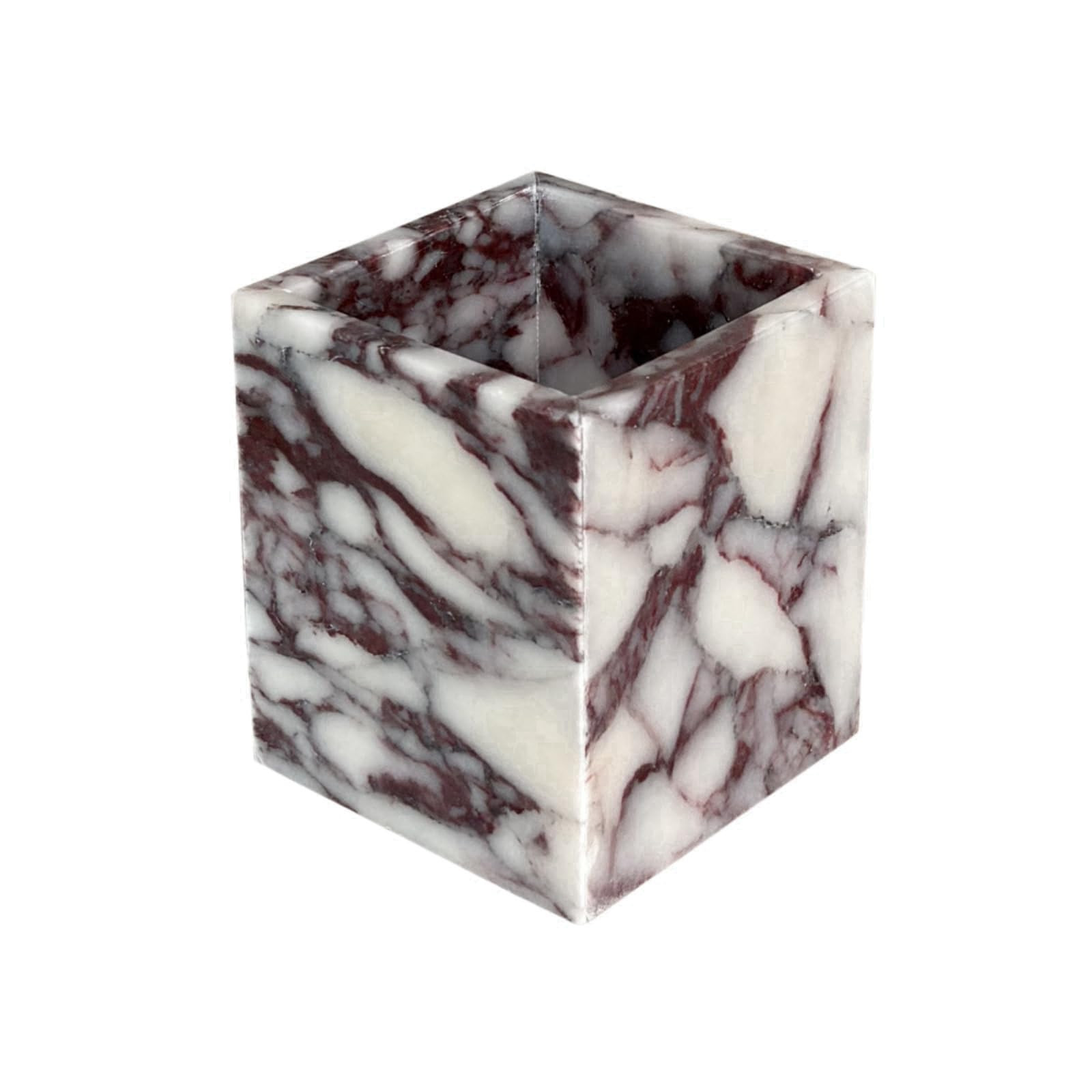 Natural Marble Stone Square Storage Container Empty Vessel Holder Cup for Candle/Pens/Sundries items (Calacatta Purple) | Amazon (US)
