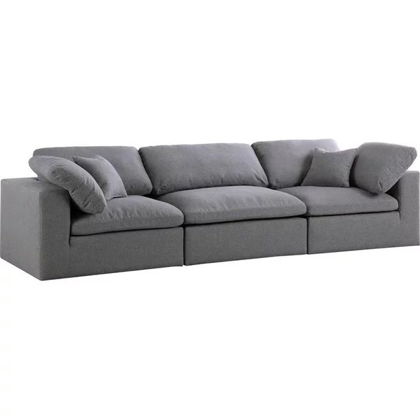 Meridian Furniture Serene Gray Durable Linen Fabric Deluxe Cloud Modular Sofa | Walmart (US)
