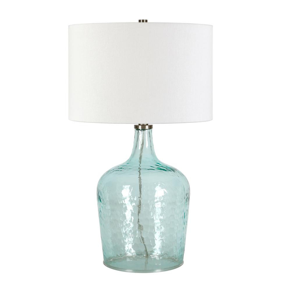 Meyer&Cross Casco 24 in. Blue Glass Table Lamp with Brushed Nickel Accents | The Home Depot