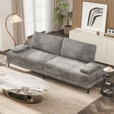 ATJafurn Sectional Sofa Couch 116 Inch Oversized Grey Corduroy 4 Seater Modern Modular Armless Sleeper with Removable Pillows For Living Room | Target