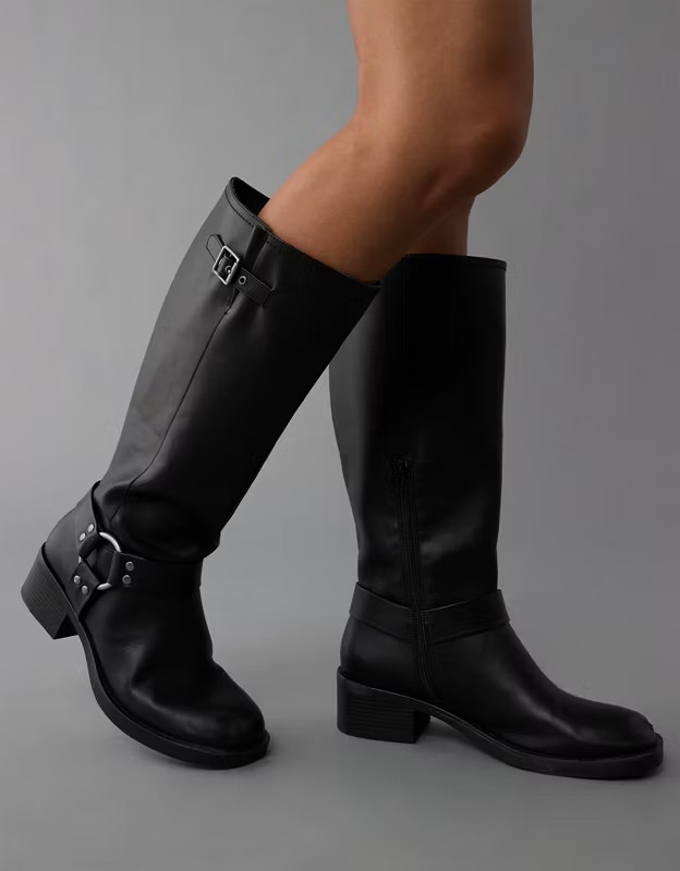 AE Vegan Leather Tall Moto Boot, Fall Boots Sale, Black Boots, Riding Boots, Halloween Boots,  | American Eagle Outfitters (US & CA)