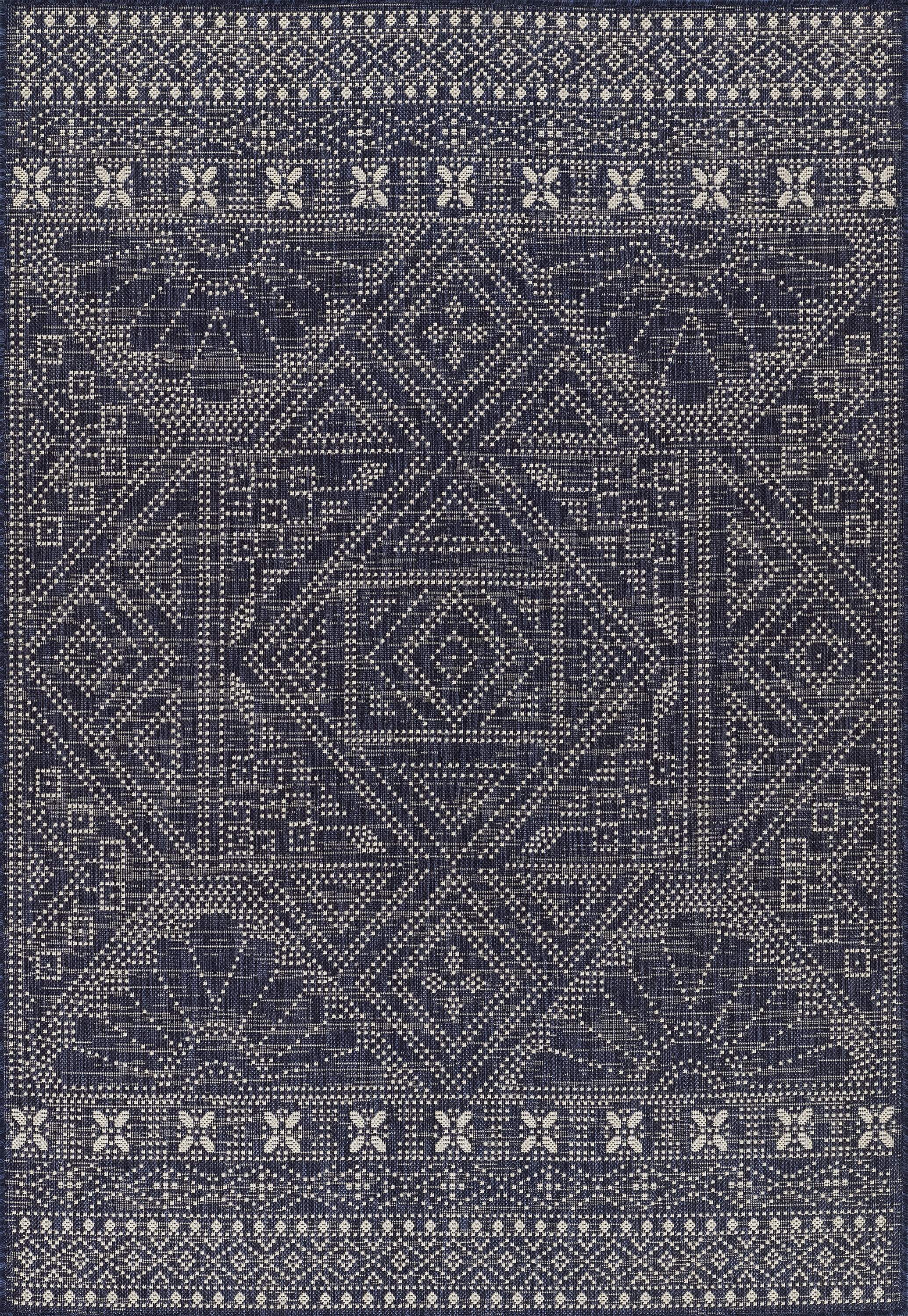 Momeni Riviera Transitional Navy Indoor Outdoor Rug 8' X 10' | Walmart (US)