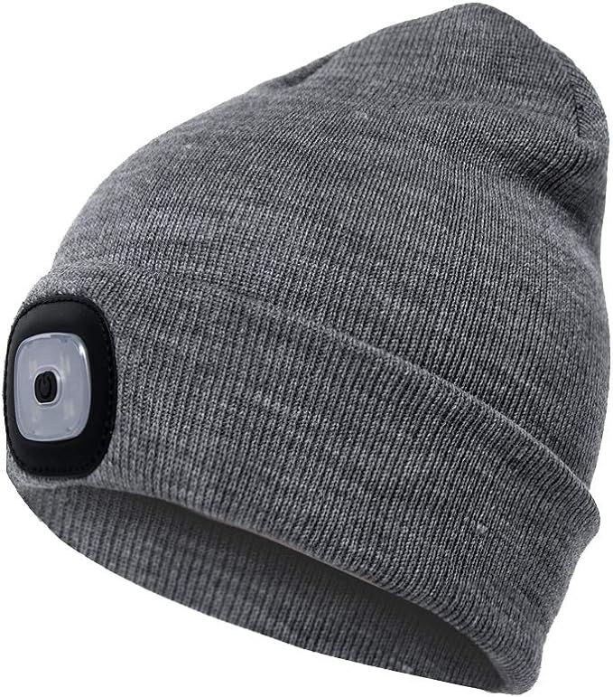 Etsfmoa Unisex Beanie Hat with The Light Gifts for Men Dad Father USB Rechargeable Caps | Amazon (US)