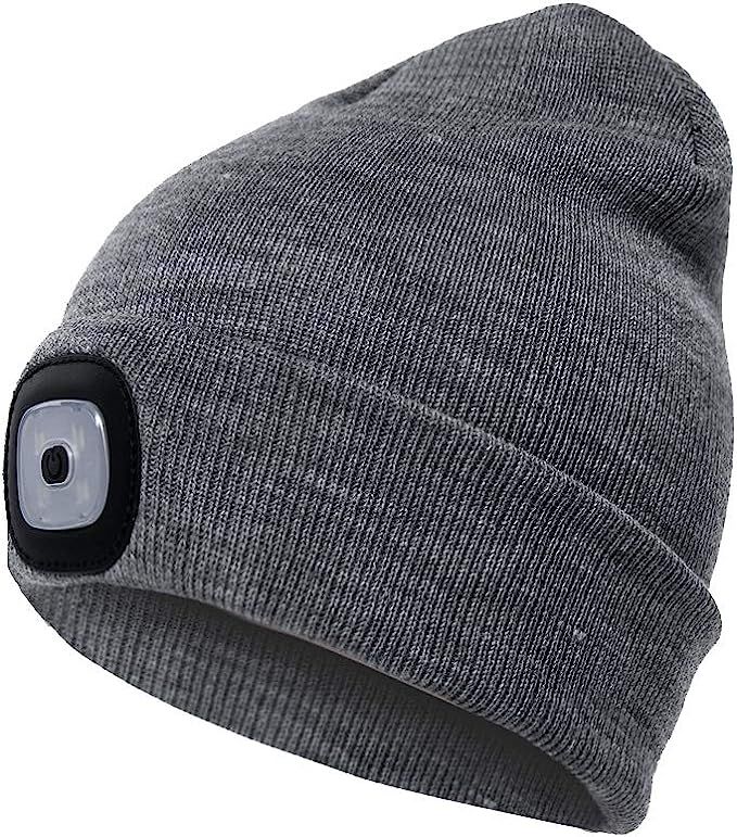 Etsfmoa Unisex Beanie Hat with The Light Gifts for Men Dad Father USB Rechargeable Caps Grey at A... | Amazon (US)