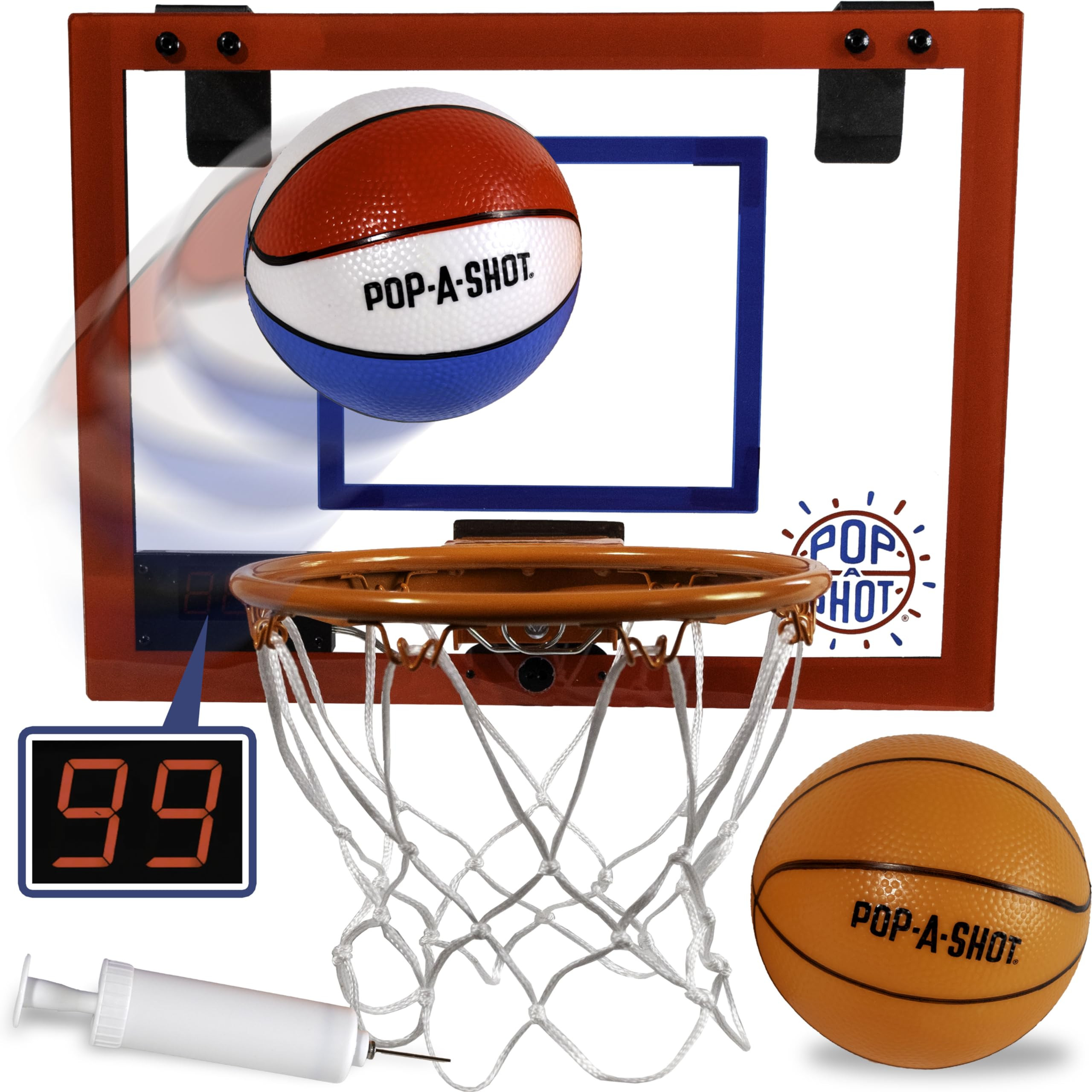 Pop-A-Shot Super Slam Over The Door Mini Basketball Hoop for Adults | 2 Included Basketballs and ... | Amazon (US)