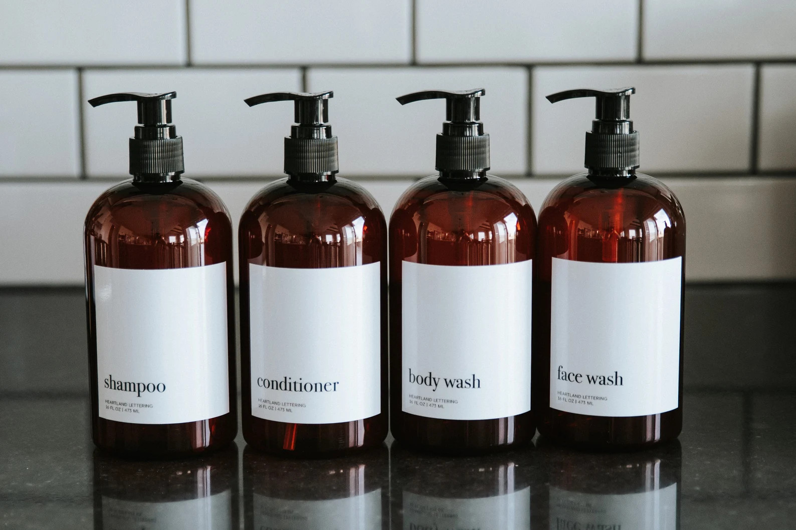 Amber Plastic Shampoo Bottle Set of 4 Face Wash Bottle | Etsy | Etsy (US)