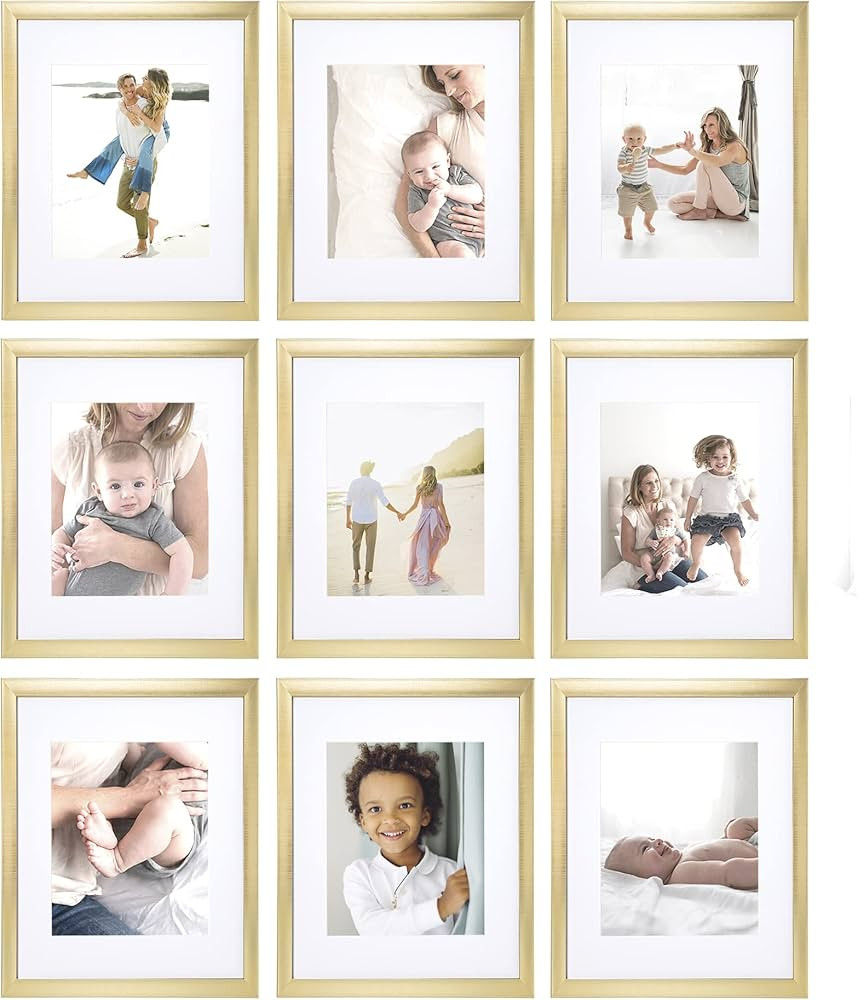 Sheffield Home 9 Piece Gallery Wall Frame Set, 11x14 in. matted to 8x10 in. Parent (Gold) | Amazon (US)