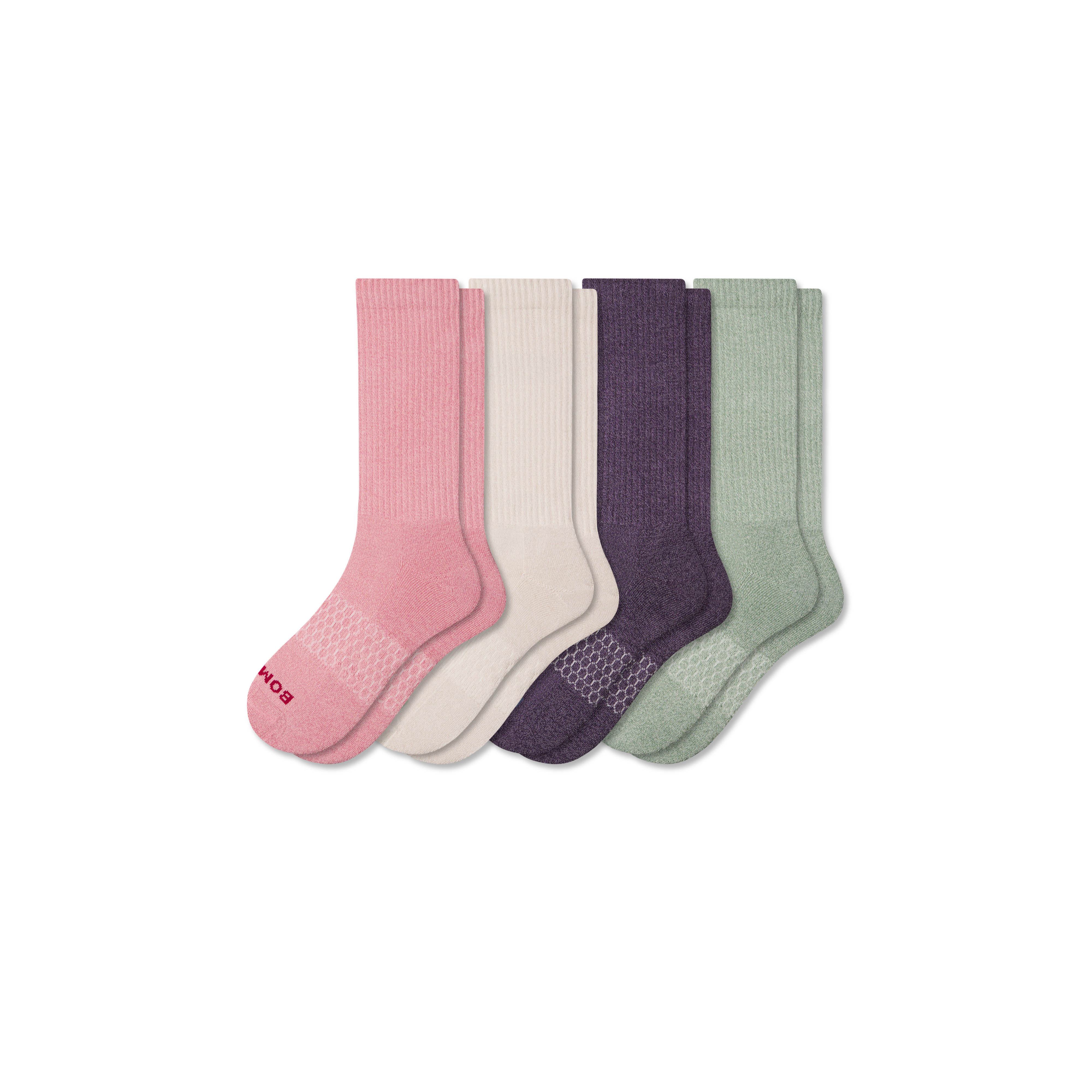 Women's Marl Calf Sock 4-Pack - Birch Rose Mix - Medium - Cotton Blend - Bombas | Bombas