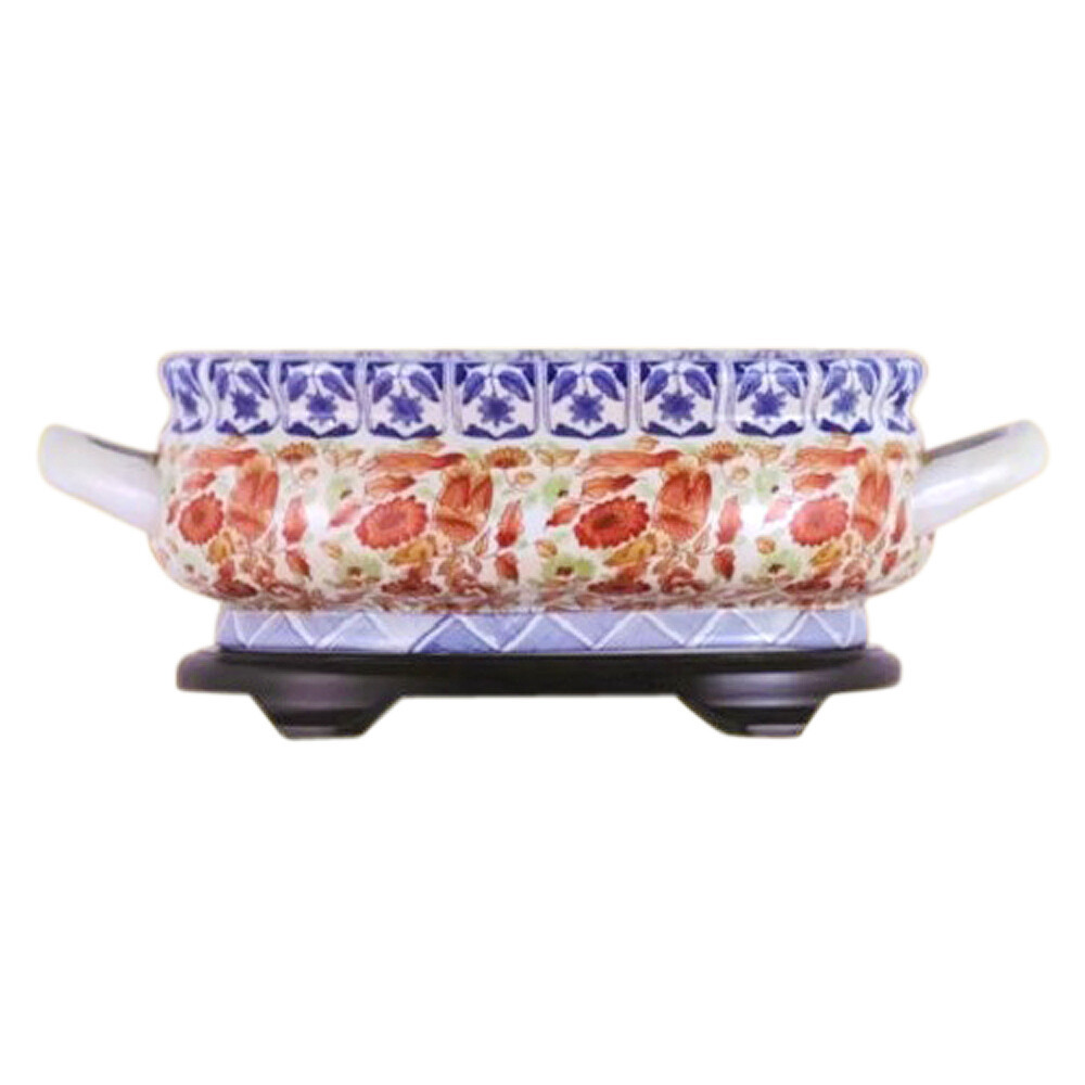 Beautiful Chinese Blue White and Red Porcelain Foot Bath Basin Pot | eBay US