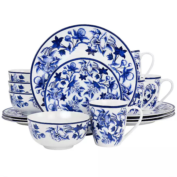Martha Stewart Cobalt Floral 16-pc. Dinnerware Set | Kirkland's Home