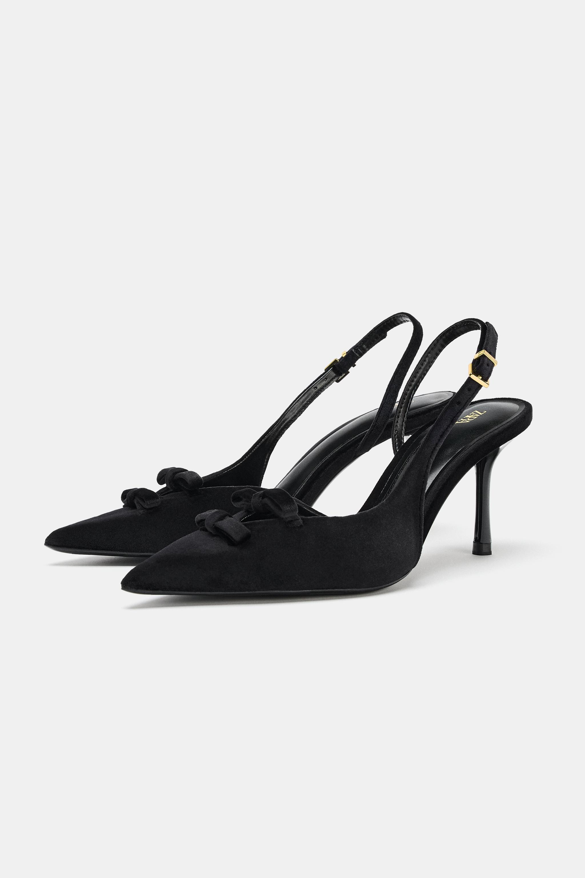 VELVET-EFFECT BOW HEELS | Zara UK