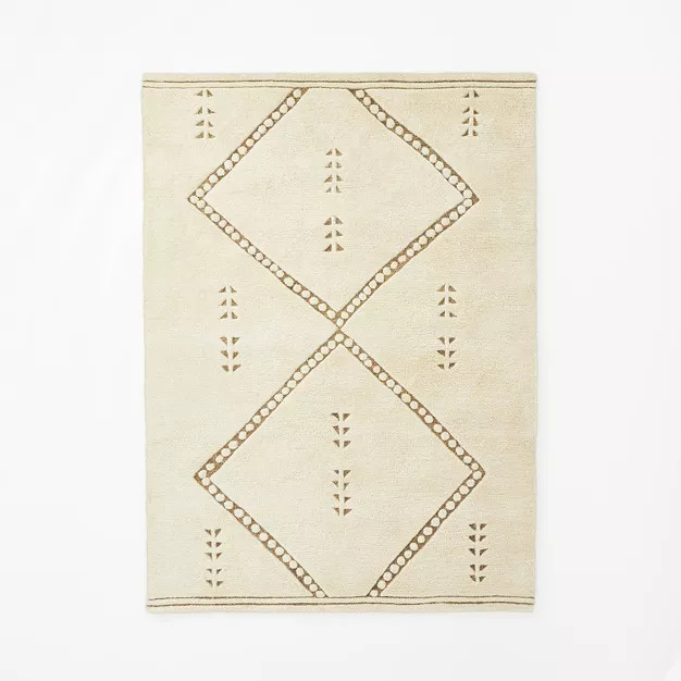 Cedar Hills Plush Geo Print Rug Cream - Threshold™ designed with Studio McGee | Target