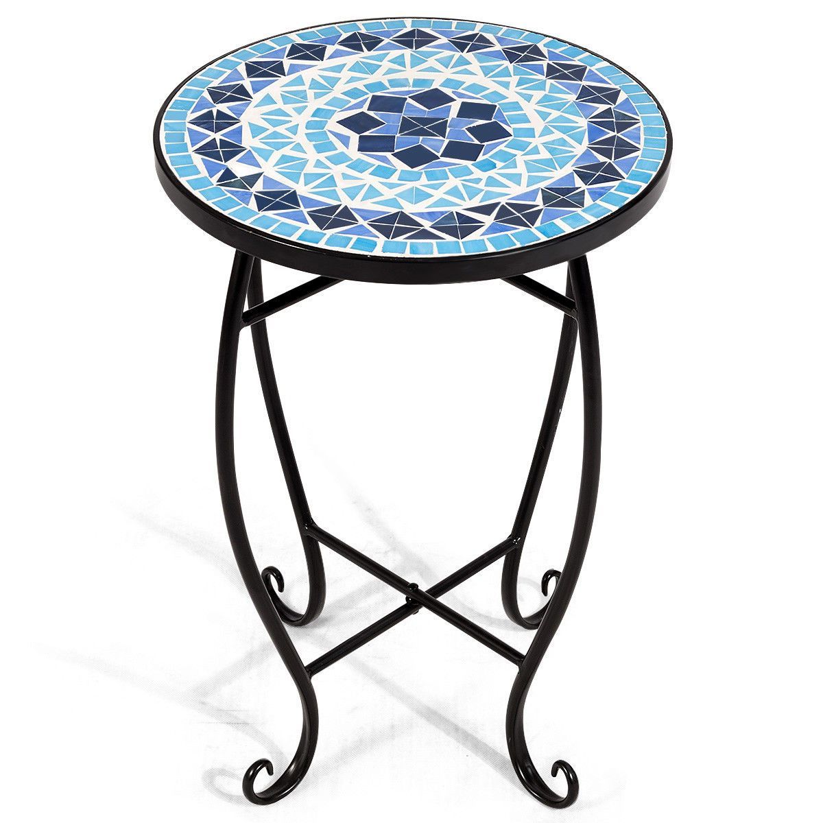 Costway Outdoor Indoor Accent Table,Mosaic Patio Table, Plant Stand Cobalt Blue Color Scheme Gard... | Target