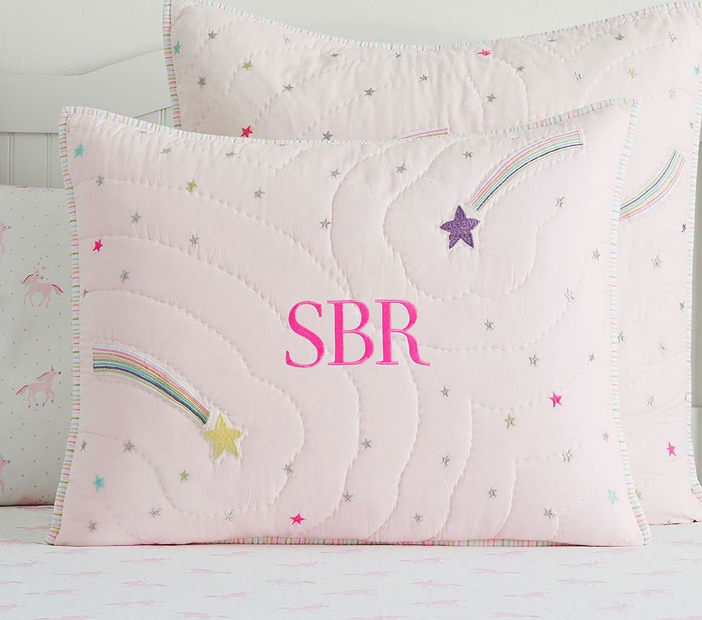 Rainbow Unicorn Quilt, Standard Sham, Pink | Pottery Barn Kids